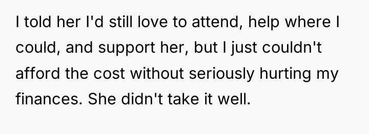 I told her I'd still love to attend, help where...