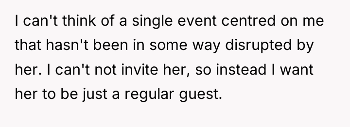 I can't think of a single event centred on me...