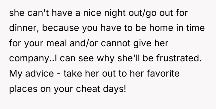 she can't have a nice night out/go out for dinner,...
