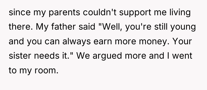 since my parents couldn't support me living there. My father...