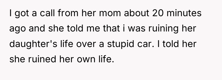 I got a call from her mom about 20 minutes...