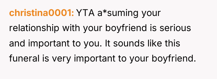 christina0001 YTA a*suming your relationship with your boyfriend is serious...