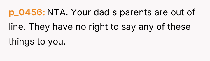 p_0456 NTA. Your dad's parents are out of line. They...
