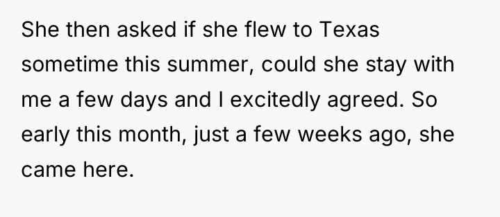 She then asked if she flew to Texas sometime this...
