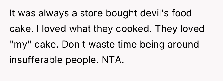 It was always a store bought devil's food cake. I...