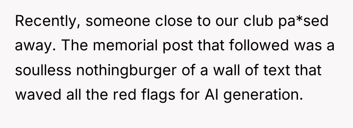 Recently, someone close to our club pa*sed away. The memorial...