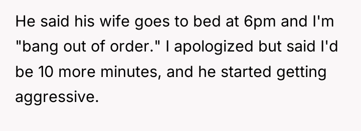 He said his wife goes to bed at 6pm and...