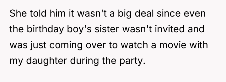 She told him it wasn't a big deal since even...