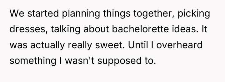 We started planning things together, picking dresses, talking about bachelorette...