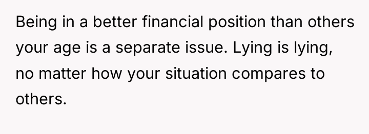 Being in a better financial position than others your age...