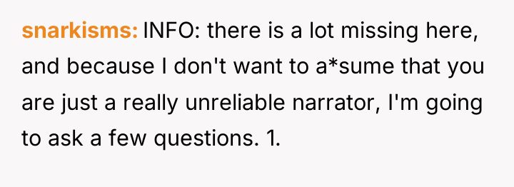 snarkisms INFO: there is a lot missing here, and because...