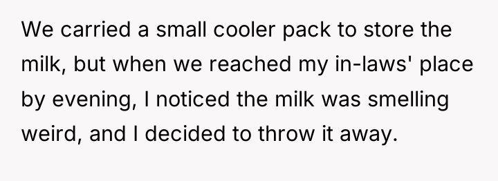 We carried a small cooler pack to store the milk,...