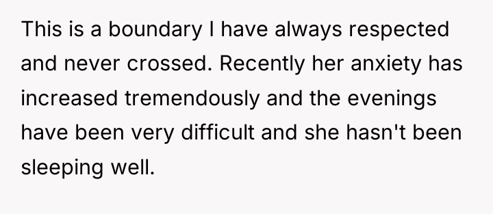 This is a boundary I have always respected and never...