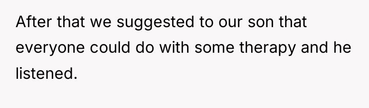 After that we suggested to our son that everyone could...