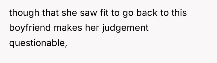 though that she saw fit to go back to this...