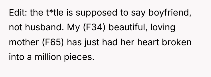 Edit: the t*tle is supposed to say boyfriend, not husband....