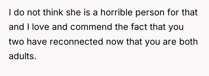 I do not think she is a horrible person for...