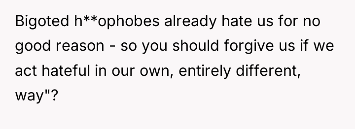 Bigoted h**ophobes already hate us for no good reason -...