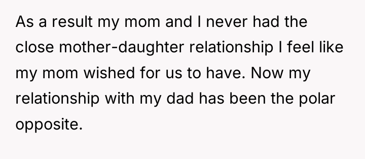 As a result my mom and I never had the...