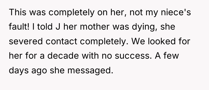 This was completely on her, not my niece's fault! I...