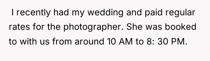  I recently had my wedding and paid regular rates...