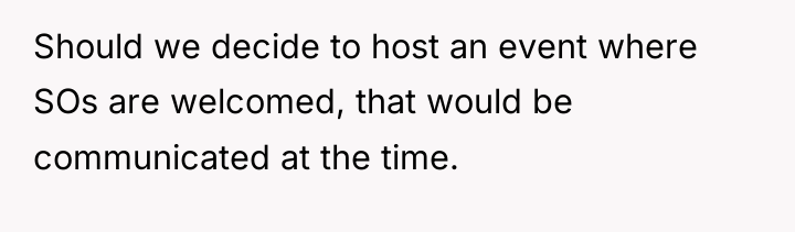 Should we decide to host an event where SOs are...