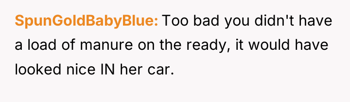 SpunGoldBabyBlue Too bad you didn't have a load of manure...