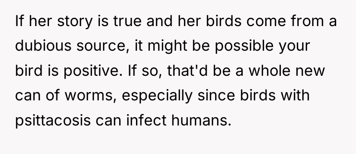 If her story is true and her birds come from...