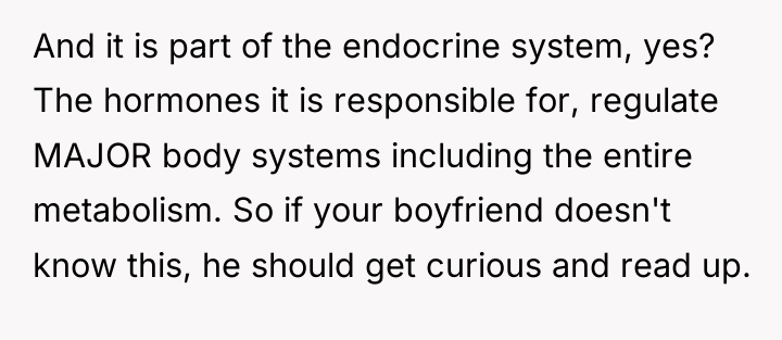 And it is part of the endocrine system, yes? The...
