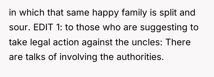 in which that same happy family is split and sour....