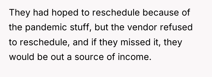 They had hoped to reschedule because of the pandemic stuff,...