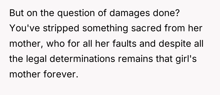 But on the question of damages done? You've stripped something...