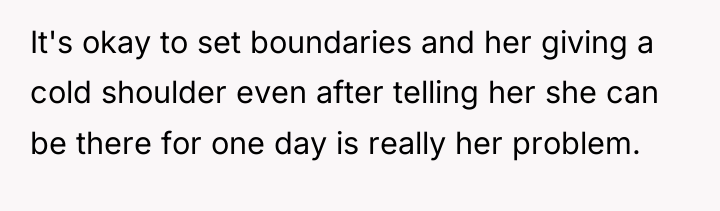 It's okay to set boundaries and her giving a cold...