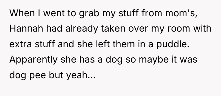 When I went to grab my stuff from mom's, Hannah...