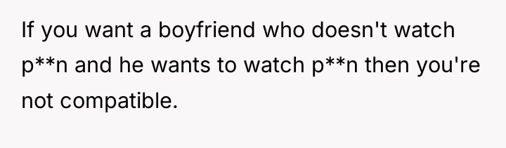 If you want a boyfriend who doesn't watch p**n and...