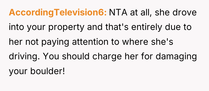 AccordingTelevision6 NTA at all, she drove into your property and...
