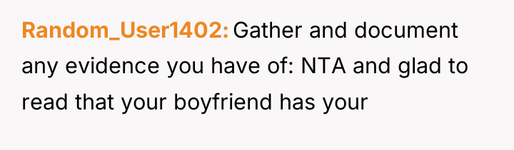 Random_User1402 Gather and document any evidence you have of: NTA...