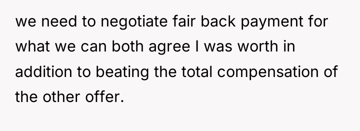we need to negotiate fair back payment for what we...