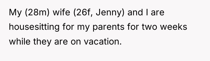 My (28m) wife (26f, Jenny) and I are housesitting for...