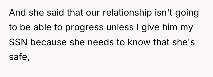 And she said that our relationship isn't going to be...