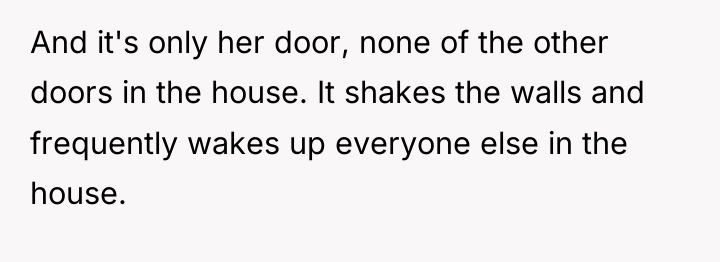 And it's only her door, none of the other doors...