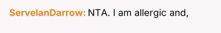 ServelanDarrow NTA. I am allergic and,