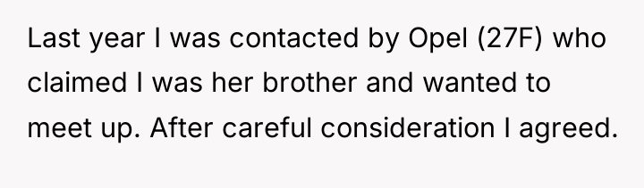 Last year I was contacted by Opel (27F) who claimed...