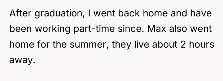 After graduation, I went back home and have been working...