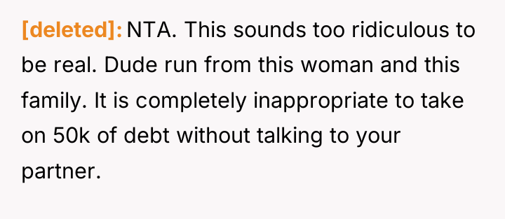 [deleted] NTA. This sounds too ridiculous to be real. Dude...