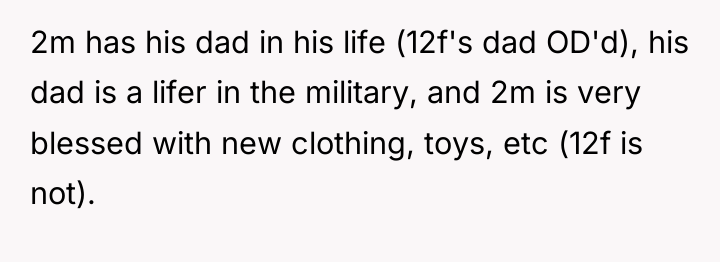 2m has his dad in his life (12f's dad OD'd),...