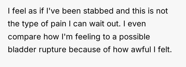 I feel as if I've been stabbed and this is...