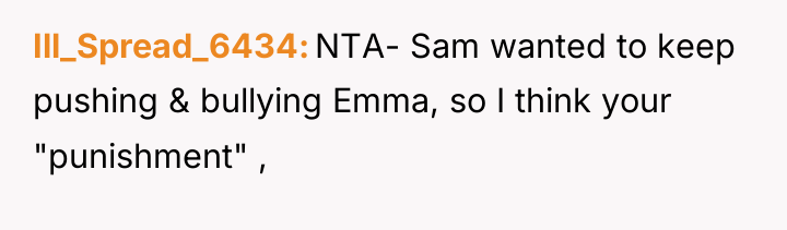 Ill_Spread_6434 NTA- Sam wanted to keep pushing & bullying Emma,...