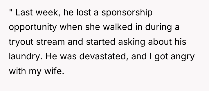 " Last week, he lost a sponsorship opportunity when she...