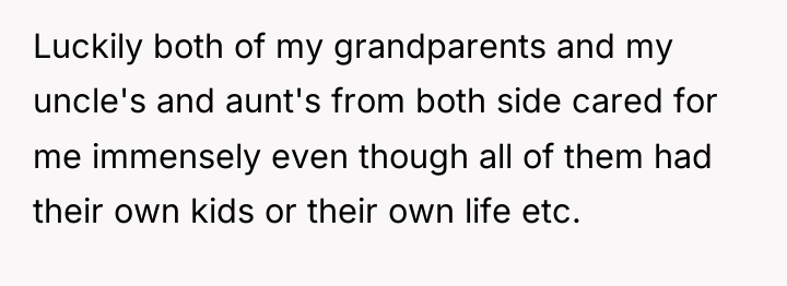 Luckily both of my grandparents and my uncle's and aunt's...